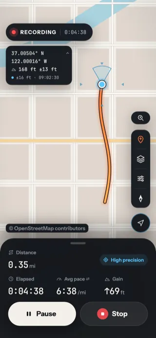 The map moved away from the location dot, with a Reset zoom button above the column of buttons