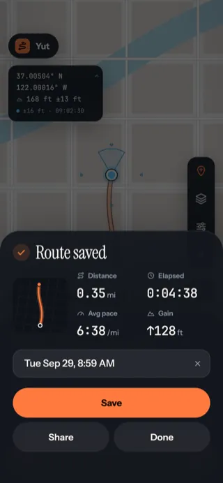 Route saved